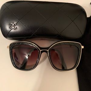 Chanel Black Gold Quilted Butterfly sunglasses.